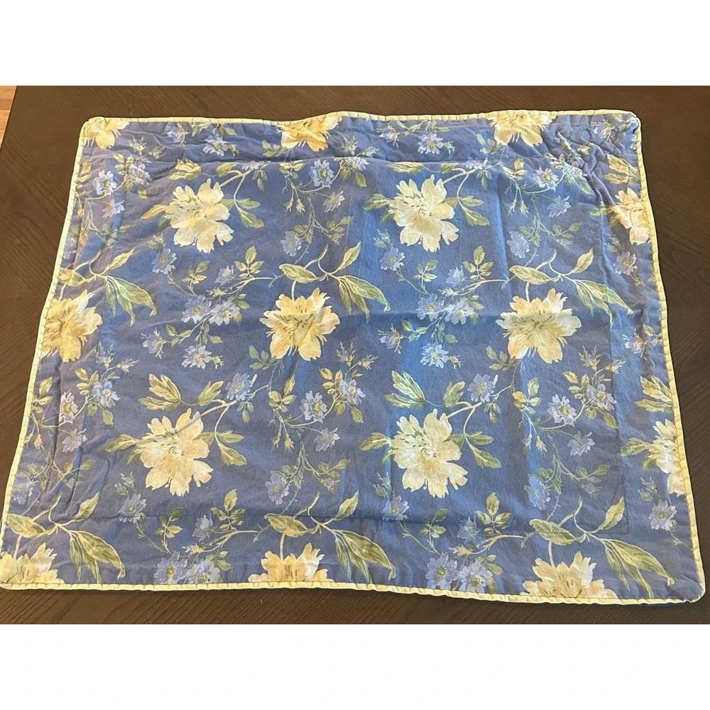 Pair of Laura Ashley Emilie Rose Floral Quilted‎ Pillow Shams King Cottagecore
